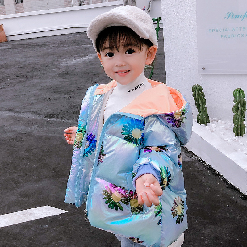 Dječja jakna za djevojčice sa cvjetićima i kapuljačom