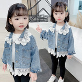 Taskute ja pitsiga laste teksajakk tüdrukutele