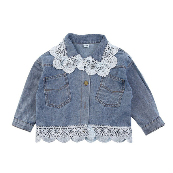 Taskute ja pitsiga laste teksajakk tüdrukutele