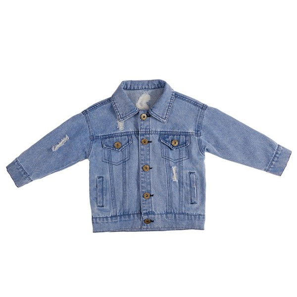 Geaca de blugi pentru copii cu aplicatie si nasturi pentru fete