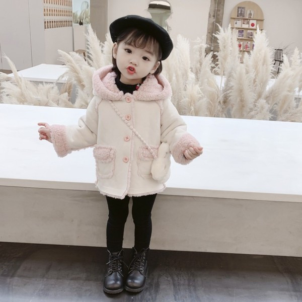 Dječja ležerna jakna s kapuljačom i gumbima za djevojčice