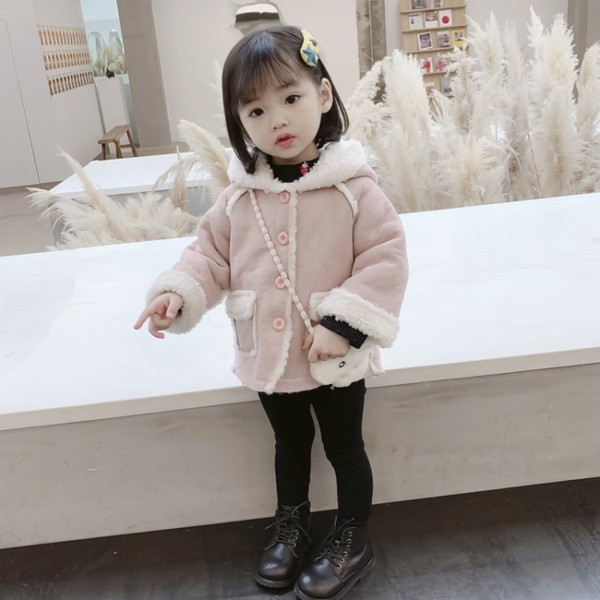 Dječja ležerna jakna s kapuljačom i gumbima za djevojčice