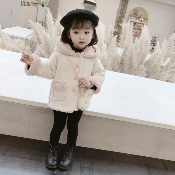 Dječja ležerna jakna s kapuljačom i gumbima za djevojčice