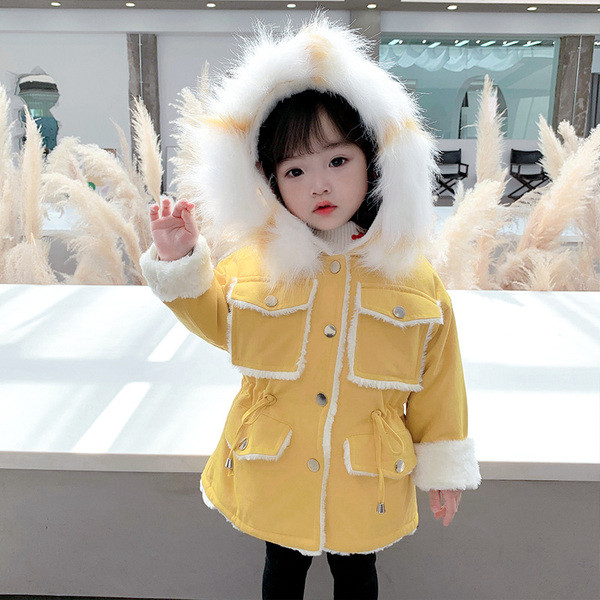 Moderna dječja jakna s kapuljačom i puhom za djevojčice