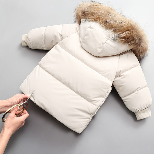 Dječja jakna za djevojčice i dječake s perom na kapuljači i patentnim zatvaračem