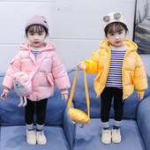 Kapuutsiga ja lukuga laste talvejope tüdrukutele