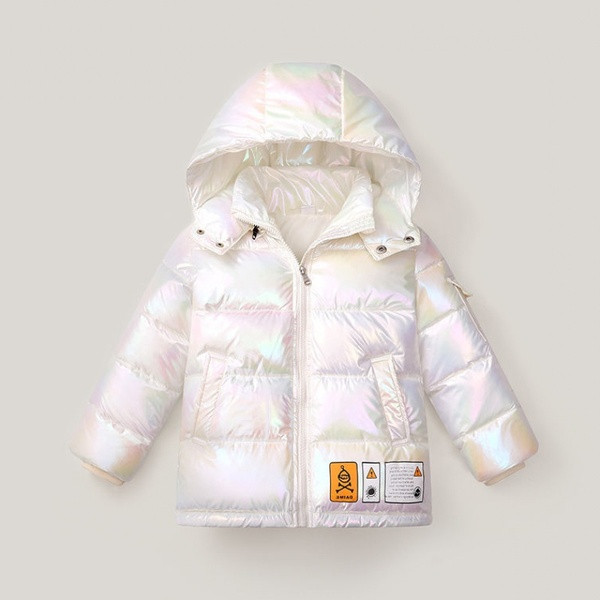 Särava efektiga ja kapuutsiga talvejope tüdrukutele - kaks mudelit