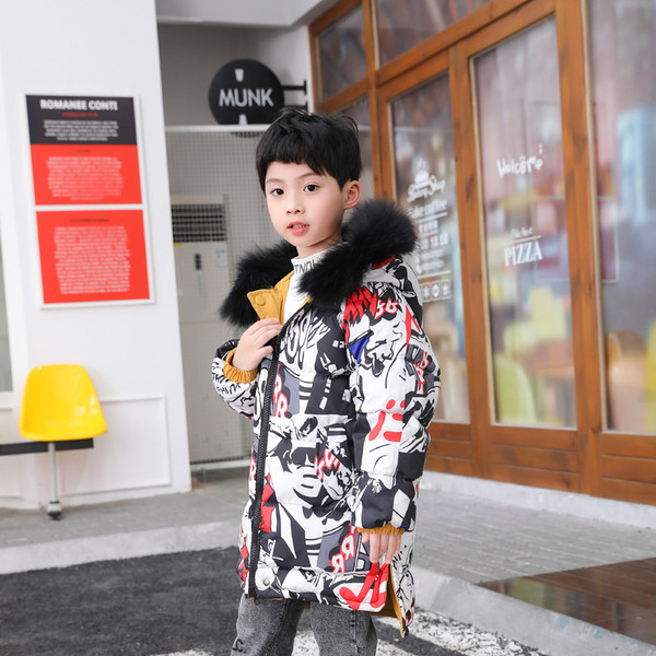 Μακρύ παιδικό μπουφάν διπλής όψης για κορίτσια και αγόρια - με κουκούλα