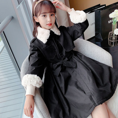 Παιδικό παλτό μεσαίου μήκους με ζεστή επένδυση για κορίτσια