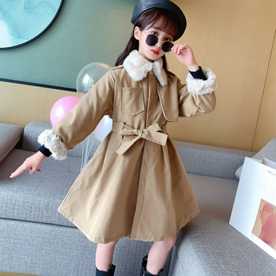 Παιδικό παλτό μεσαίου μήκους με ζεστή επένδυση για κορίτσια