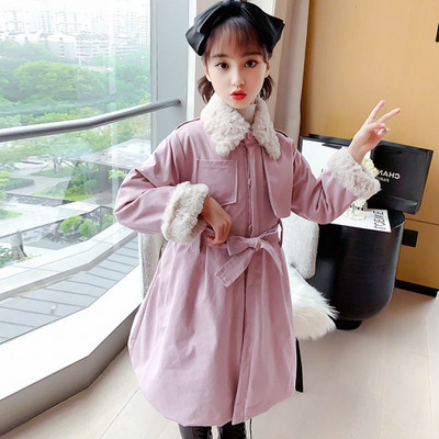 Παιδικό παλτό μεσαίου μήκους με ζεστή επένδυση για κορίτσια