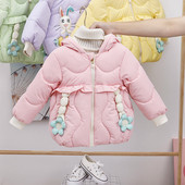 Μοντέρνο παιδικό χειμερινό μπουφάν για κορίτσια με κουκούλα