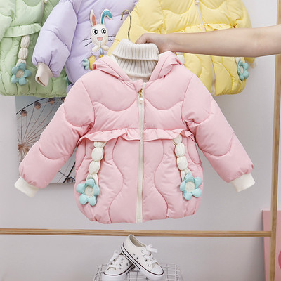 Μοντέρνο παιδικό χειμερινό μπουφάν για κορίτσια με κουκούλα