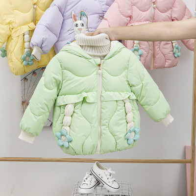 Μοντέρνο παιδικό χειμερινό μπουφάν για κορίτσια με κουκούλα