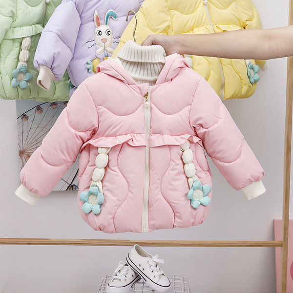 Μοντέρνο παιδικό χειμερινό μπουφάν για κορίτσια με κουκούλα