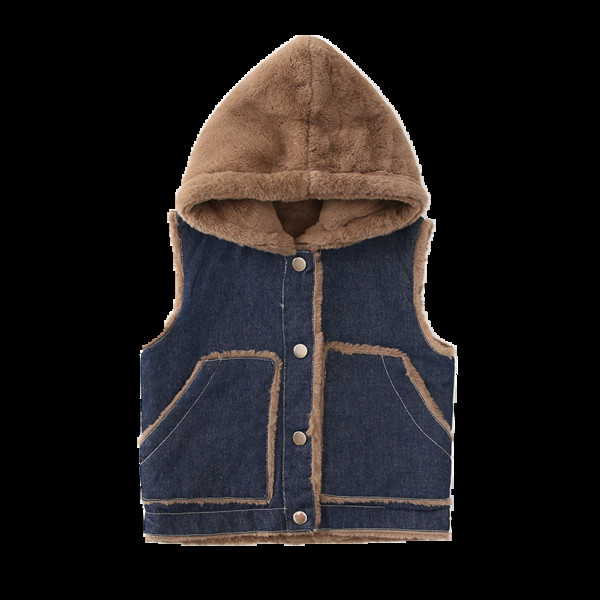 Παιδικό γιλέκο για κορίτσια από τζιν με κουκούλα