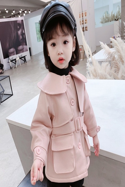 Καθημερινό παιδικό μπουφάν με ζώνη και τσέπες κατάλληλο για κορίτσια