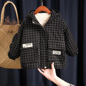 Παιδικό καρό μπουφάν με τσέπες κατάλληλο για αγόρια με ή χωρίς φόδρα