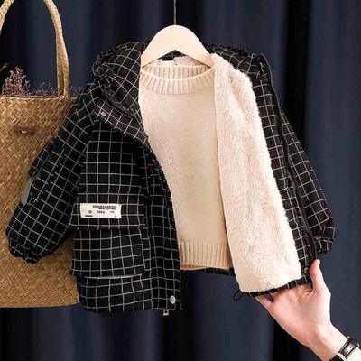 Παιδικό καρό μπουφάν με τσέπες κατάλληλο για αγόρια με ή χωρίς φόδρα