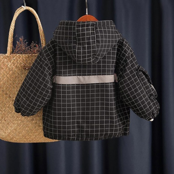 Παιδικό καρό μπουφάν με τσέπες κατάλληλο για αγόρια με ή χωρίς φόδρα