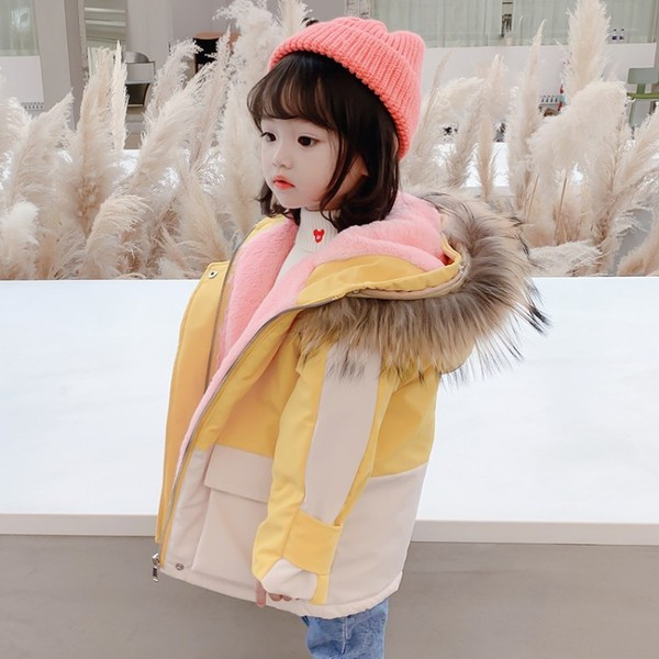 Dječja ležerna jakna s kapuljačom i paperjem za djevojčice