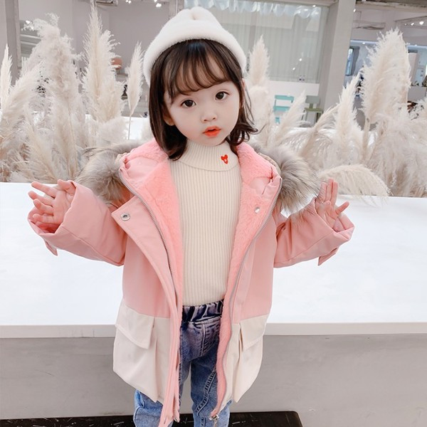 Dječja ležerna jakna s kapuljačom i paperjem za djevojčice