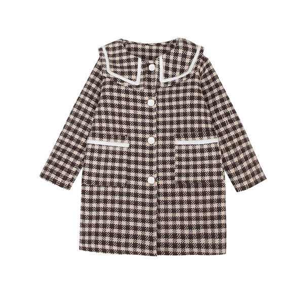 Παιδικό παλτό καρό για κορίτσια με κουμπιά και τσέπες