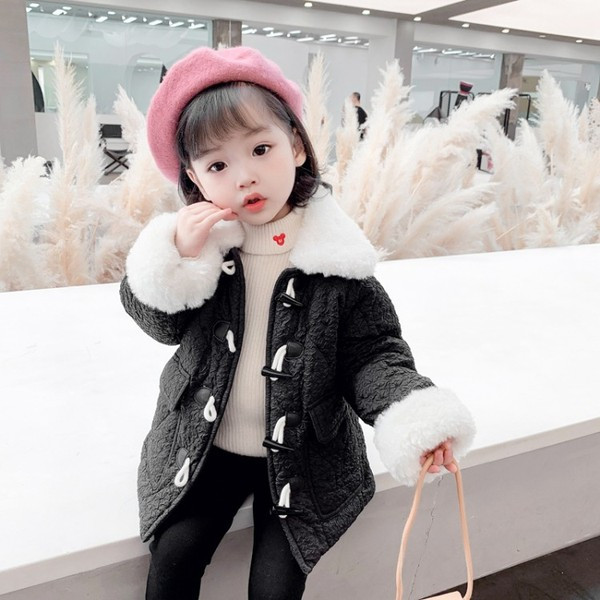 Tüdrukutele sobiv sule ja nööpidega laste vabaaja jope