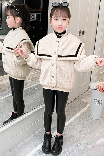 Καθημερινό μπουφάν για κορίτσια με κουμπιά και τσέπες