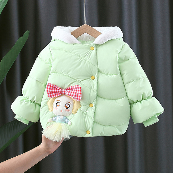 Μοντέρνο παιδικό χειμερινό μπουφάν με τρισδιάστατο στοιχείο στην κουκούλα