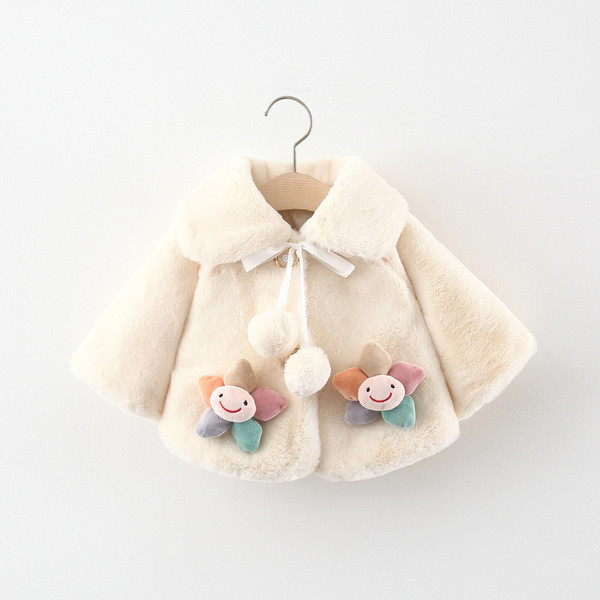 Moodne pompoonidega lastemantel tüdrukutele