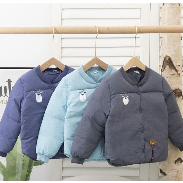 Παιδικό φθινοπωρινό μπουφάν με κουμπιά και χρωματιστό απλικέ - δύο μοντέλα