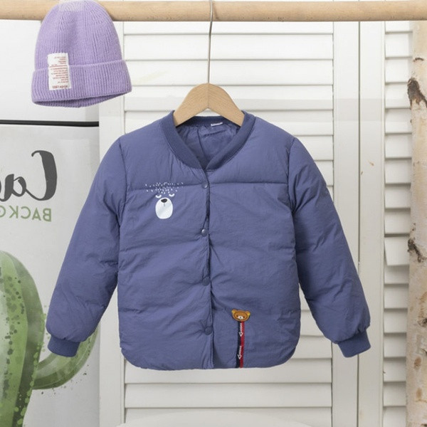 Παιδικό φθινοπωρινό μπουφάν με κουμπιά και χρωματιστό απλικέ - δύο μοντέλα