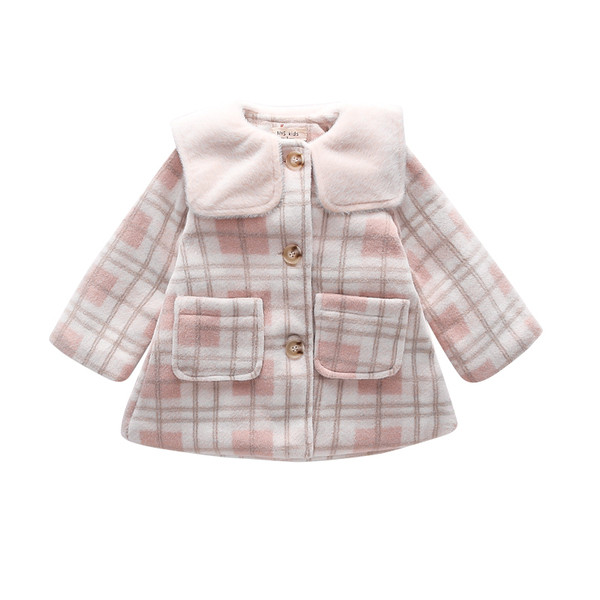 Stiilne nööpide ja taskutega lastemantel tüdrukutele