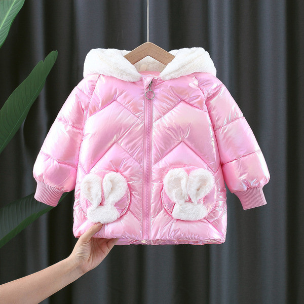 Μοντέρνο χειμερινό παιδικό μπουφάν για κορίτσια και κουκούλα