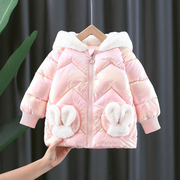 Μοντέρνο χειμερινό παιδικό μπουφάν για κορίτσια και κουκούλα