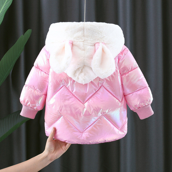 Μοντέρνο χειμερινό παιδικό μπουφάν για κορίτσια και κουκούλα