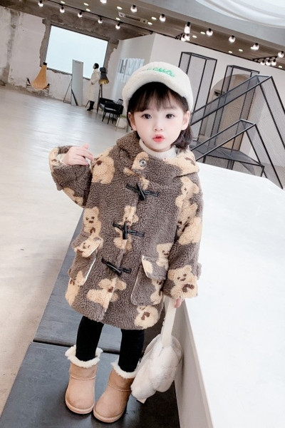 Igapäevane nööpide ja taskutega laste pikk jope