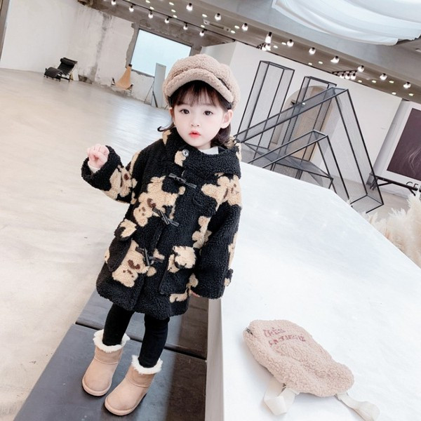 Igapäevane nööpide ja taskutega laste pikk jope