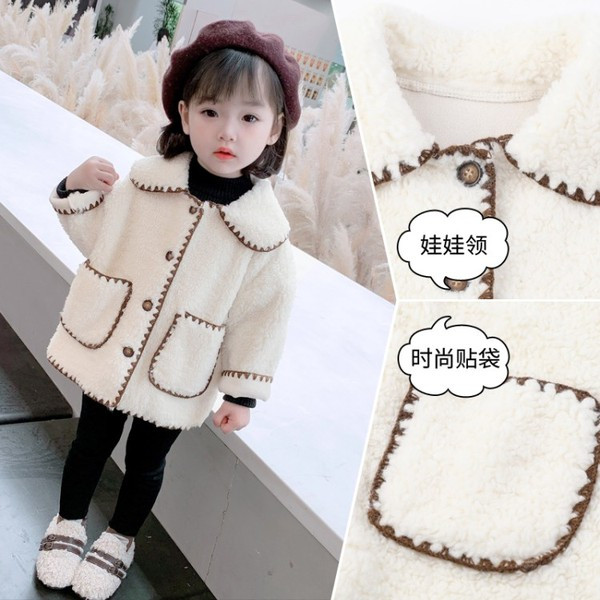 Moderna dječja jakna s gumbima i džepovima za djevojčice