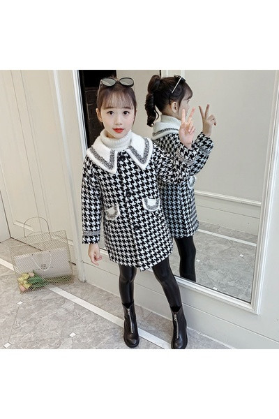 Νέο μοντέλο φθινοπωρινό καρό παλτό για κορίτσια