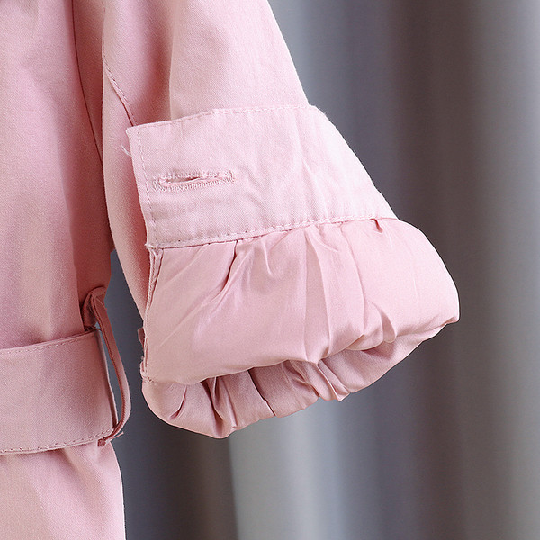 Roosa laste jope tüdrukutele nööpide ja vöörihmaga