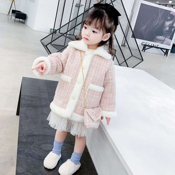 Ležerna dječja jakna s toplom postavom i džepovima pogodna za djevojčice