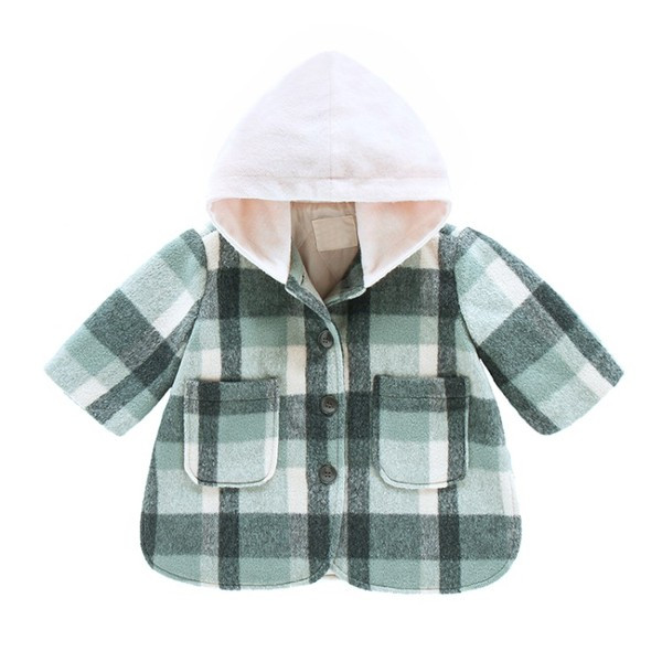 Novi model dječjeg kariranog kaputa na gumbe za djevojčice