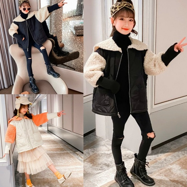 Moodne sooja voodriga sügistalvine jakk tüdrukutele