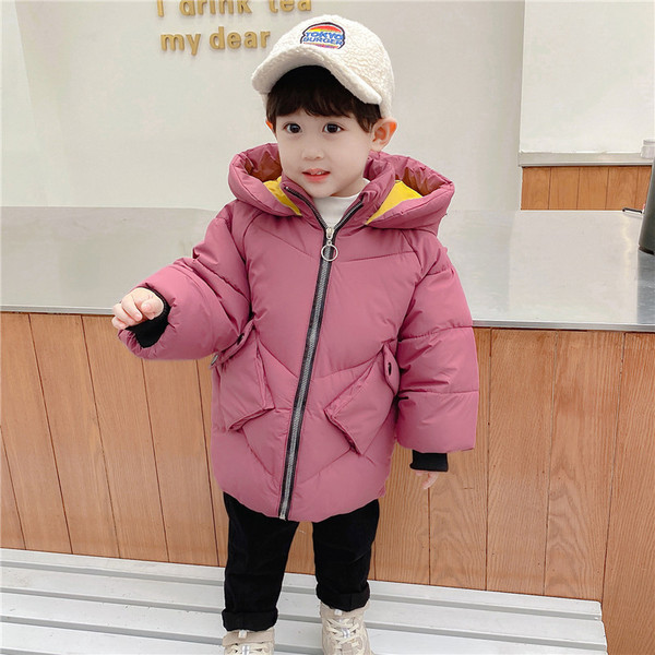 Pikk kapuutsiga ja lukuga laste jope poistele