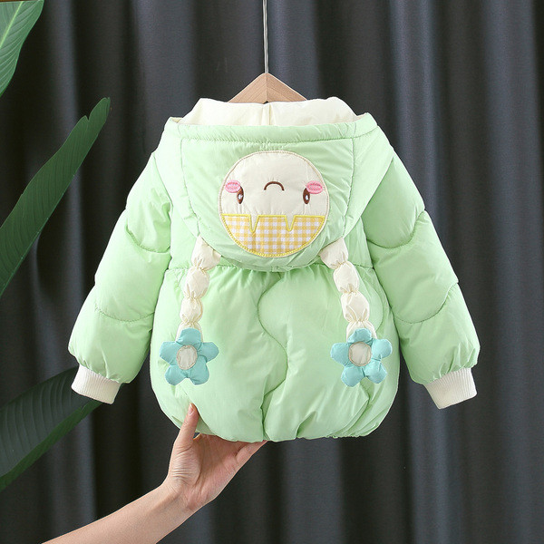 Uus mudel laste jope 3D-elemendiga kapuutsil