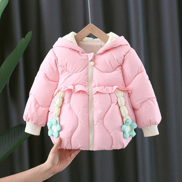 Uus mudel laste jope 3D-elemendiga kapuutsil