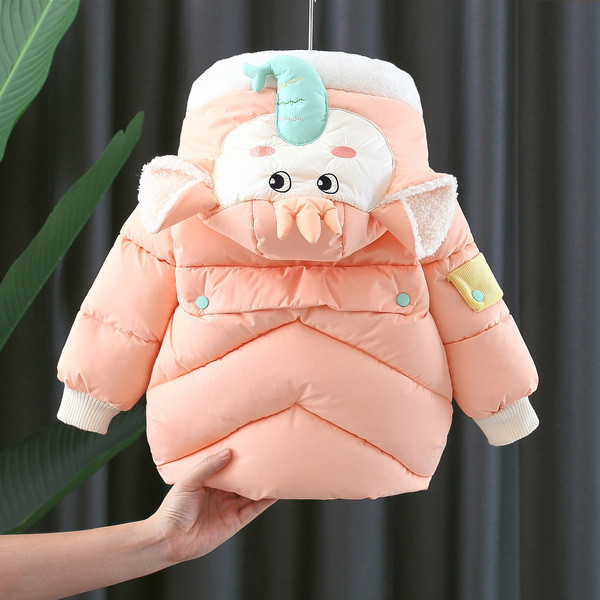 Παιδικό μοντέρνο χειμερινό μπουφάν με τρισδιάστατο στοιχείο στην κουκούλα