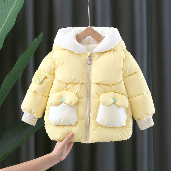 Παιδικό μοντέρνο χειμερινό μπουφάν με τρισδιάστατο στοιχείο στην κουκούλα